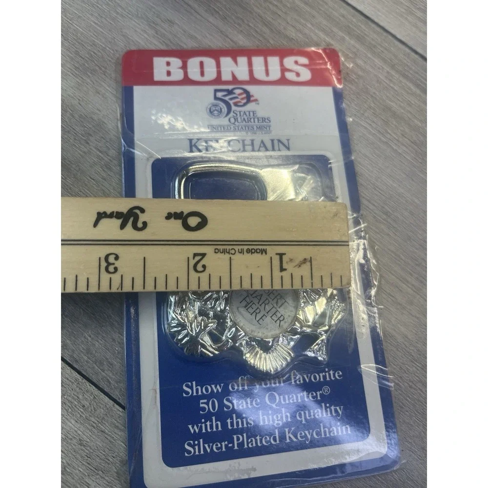 Eagle Coin Keychain New Quarter Holder Silver Plated Patriot Car Truck Keychain